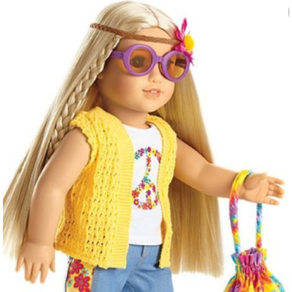 American Girl Doll Julie's PURPLE SUNGLASSES Round Groovy 70's Eye Glasses NEW - Picture 4 of 5